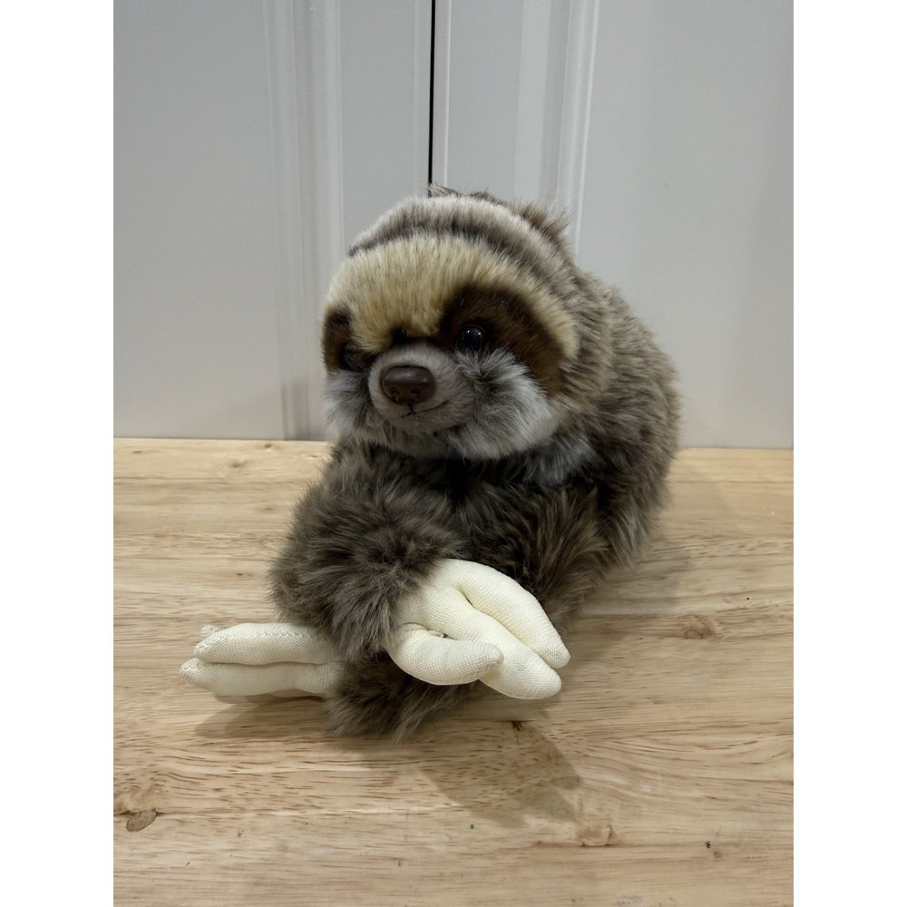 12" Sloth Plush Stuffed Wool Soft Animal Toy by Innobeta Button Snaps Closure